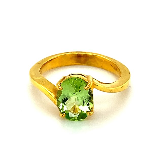 Canary Labradorite 18k Yellow Gold Over Sterling Silver Ring  Tsavorite 3.22ct Solid 18K Gold Ring